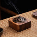 Axya Square Walnut Aroma Incense Burner Wooden Box Hollow Plate