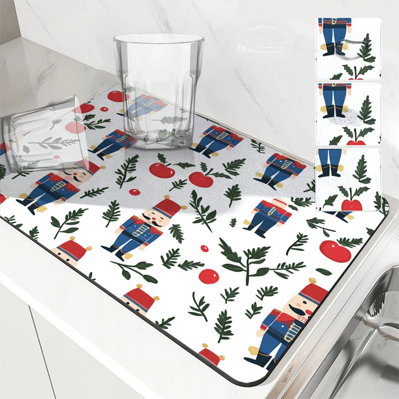 Axyaa Christmas Nutcracker Absorbent Kitchen Mat