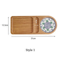 Axyaa Solid Wood Partition Tray: Stylish Tea Tray for Desserts, Snacks, and Drinks