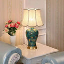 Axyaa Ceramic Floor Lamp with Fabric Lampshade for Bedroom Living Room Lighting