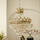 Axyaa Gold Crown Crystal Chandelier LED Pendant for Modern Luxury Living Space