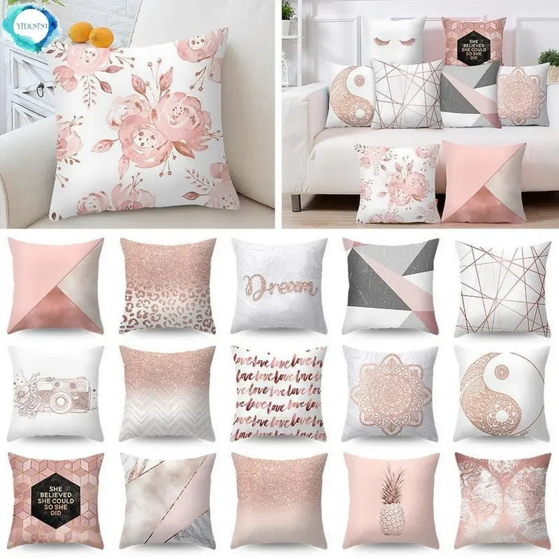 Rose Gold Geometric Pineapple Glitter Pillowcase - Axyaa Home Decor