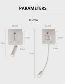 Axyaa LED Wall Sconce Lamp with USB Port & Socket for Bedrooms, Restaurants.