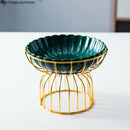 Axya Wrought Iron Ceramic Fruit Plate & Cake Stand Dish Bowl Tray for Snacks & Desserts