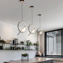 Axyaa Magpie LED Pendant Lamp: Minimalist Circular Lighting for Living Room, Bedroom, and Kitchen