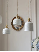 Axyaa Nordic Ceramic Pendant Ceiling Light, Modern Brass Socket Hanging Lamp