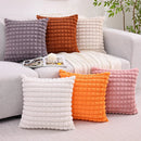 Axyaa Plush Rabbit Fur Throw Pillow Covers: Soft & Cozy Plaid Cushion Cases
