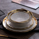 Axyaa Gold-Plated Ceramic Steak Plate for Stylish Dining