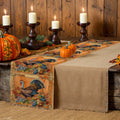 Axyaa Thanksgiving Turkey Flower Pattern Table Runner - Festive Dining Decor