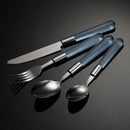 Axyaa Stainless Steel Cutlery Set with Plastic Handle - Western Tableware Steak Knife Fork Teaspoon