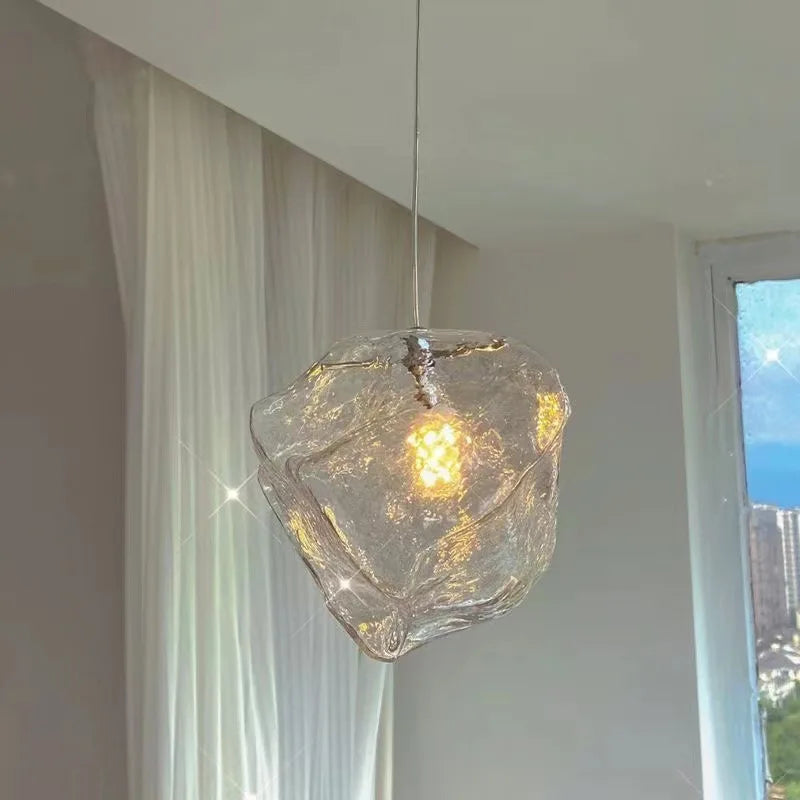 Axya Glass Pendant Lamp: Modern Unique Shape for Bedroom & Living Room