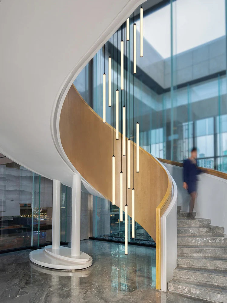 Axyaa Nordic LED Tube Chandelier: Modern Circular Living Room Lighting