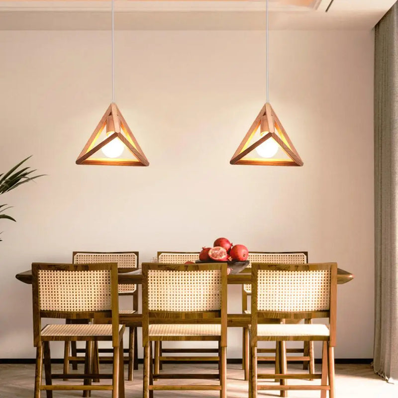 Axyaa Wood Pendant Lights for Dining Room Kitchen Decor LED Ceiling Lamps