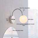 Axyaa Glass Ball LED Wall Lamps Black Hose Adjustable Wood Bathroom Lights