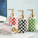 Axya Ceramic Soap Dispenser with Geometric Pattern Pump Shampoo Bottle