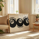 Axyaa Retro 8 Ball Wall Art - Fashionable Black and White Print for Home and Bar Decor