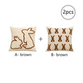 Axyaa Bunny Rabbit Pillow Cover Beige Coffee 45x45cm for Easter Decoration