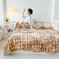 Axyaa Luxe Double Layer Rabbit Fur Blanket: Soft & Warm Sofa Throw Blanket