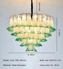 Axyaa Green Glass Lustre Pendant Lights with Metal Plate & Chain Hanging Lamp