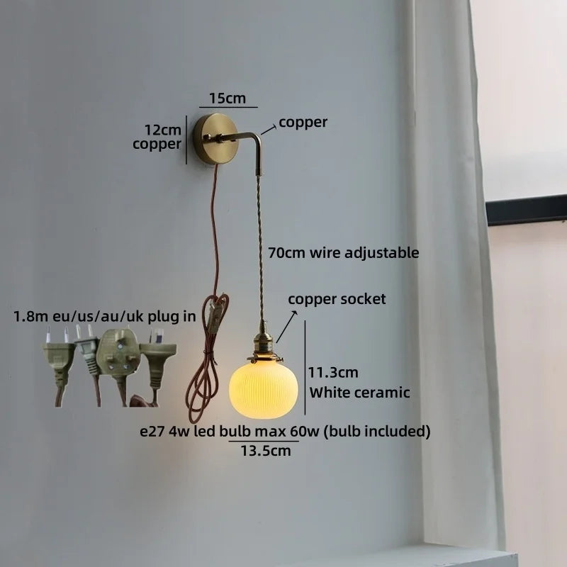 Axyaa Ceramic Shade LED Wall Lamp: Up Down Rotate Stair Lighting Fixture