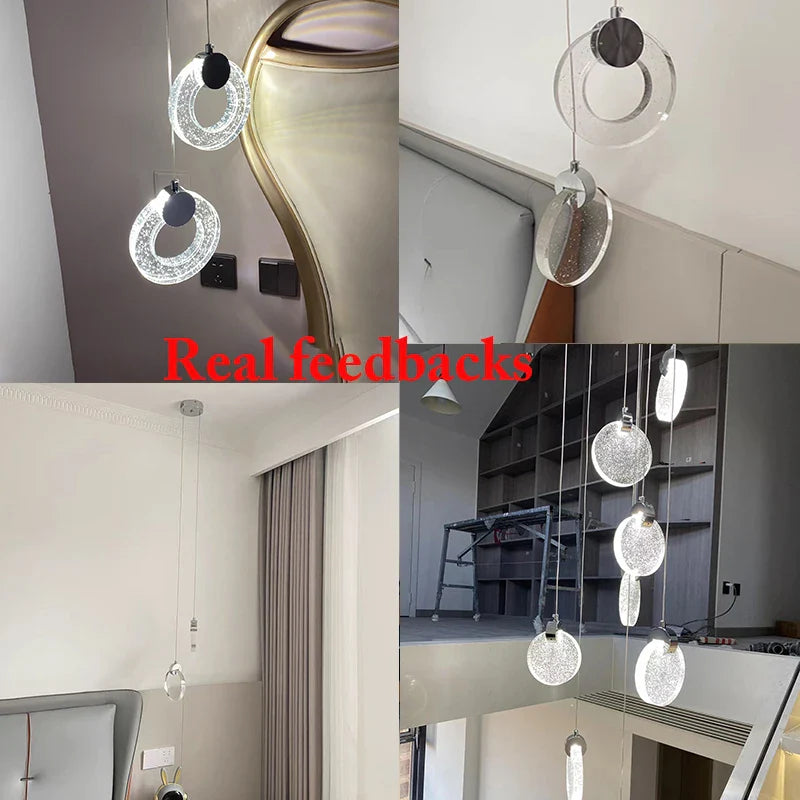 Axya Bubble Crystal Pendant Lights - Nordic LED Hanging Lamps for Living Room, Bedroom, Dining Area