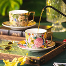 Axyaa Ceramic Coffee Cup & Saucer Set, Elegant Floral Design, High-end Latte Art Mug