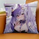Axyaa Keqing Anime Cushion Cover Pillow Case for Home Sofa Bed Decor
