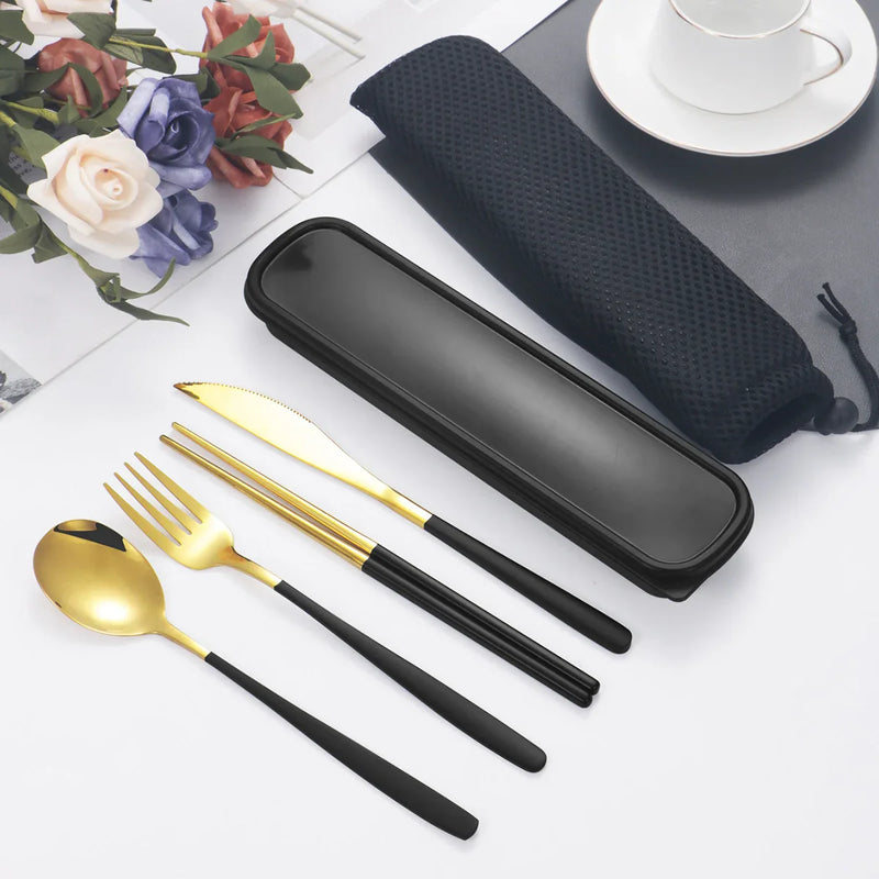 Axyaa Stainless Steel Tableware Set for Students on the Go