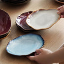 Axyaa Flame-Killed Ceramic Irregular Plate Restaurant Sushi Salad Pasta Molecular Cuisine Tableware