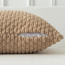 Axyaa Corduroy Striped Cushion Cover 55x55cm for Sofa, Couch, Bed - Khaki Large Size
