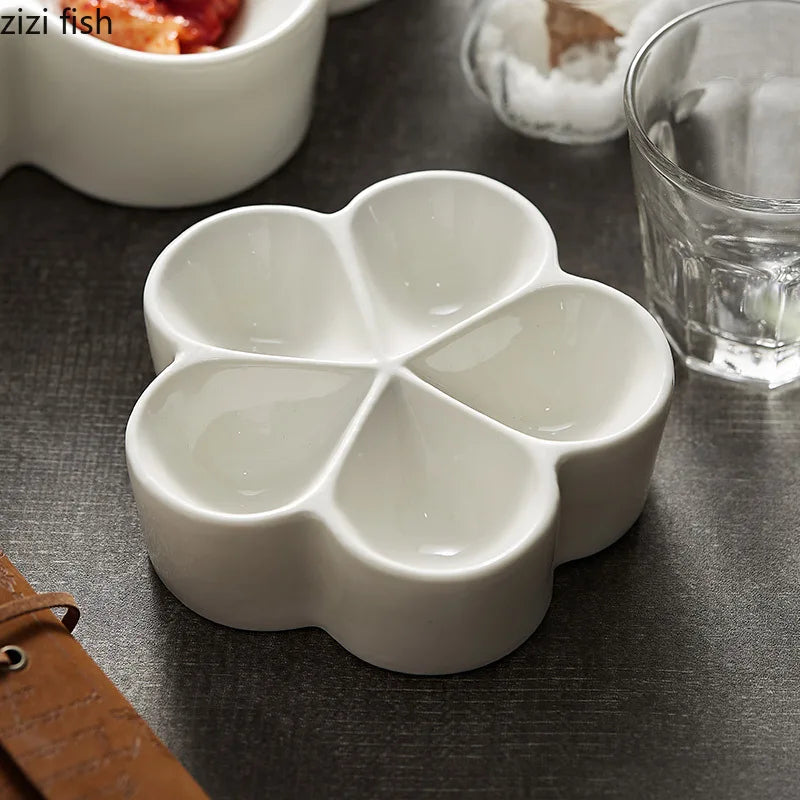 Axya Ceramic Dinner Plate: Multi Grid Snack Tray for Sashimi & Sushi