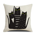 Axyaa Funny Cats Linen Pillow Cover 45x45cm - Farmhouse Decor & Office Throw Pillowcase