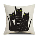Axyaa Funny Cats Linen Pillow Cover 45x45cm - Farmhouse Decor & Office Throw Pillowcase
