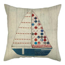 Marine Ship Print Linen Cushion Cover for Home Sofa Decor by Axyaa