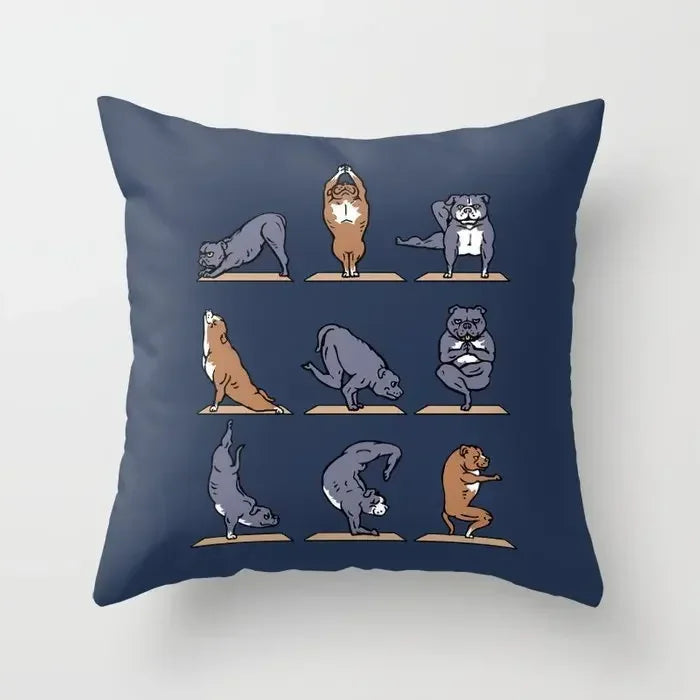 Axyaa Yoga Panda & Avocado Cartoon Animal Throw Pillow Bundle