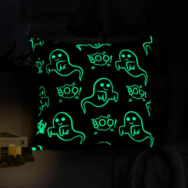 Axyaa Luminous Ghost Print Glow Pillowcase 18x18 Inch Party Decor - Sofa Bed Decoration