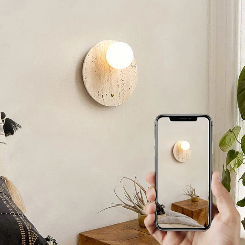 Axyaa Travertine Wall Lamp: Modern, Simple, Warm for Living Room, Bedroom, Study