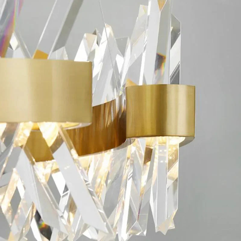 Axyaa Crystal Pendant Light: Modern Semi Round Hanging Room Lamp