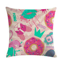 Axyaa Leaf Pattern Decorative Cushion Cover Pink Flower Linen Pillow Case
