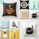 Axyaa Coffee Print Polyester Throw Pillow Case for Home Sofa Chair Decor