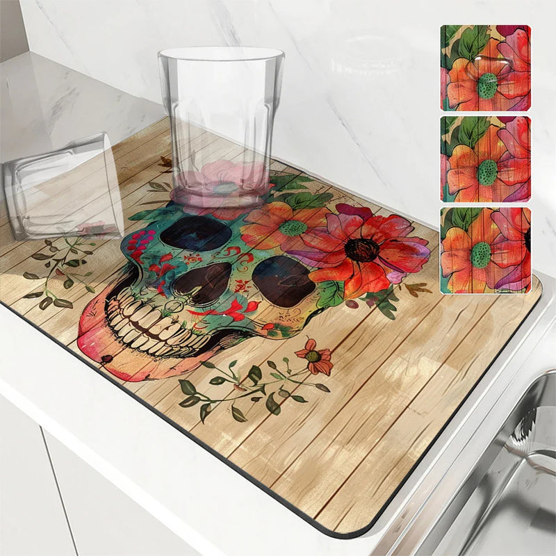 Axyaa Halloween Watercolor Branches Drying Mat