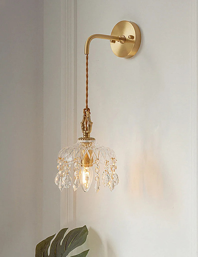 Axyaa Medieval Crystal Wall Lamp Bedroom Living Room Luxury French Glass Lights