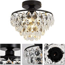 Axyaa Black K9 Crystal Ceiling Light E27 LED Bulbs Modern Chandelier for Home Hotel