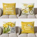 Axyaa Daisy-Patterned Throw Pillow Cover - Vibrant Cushion for Sofa, Bedroom, Car