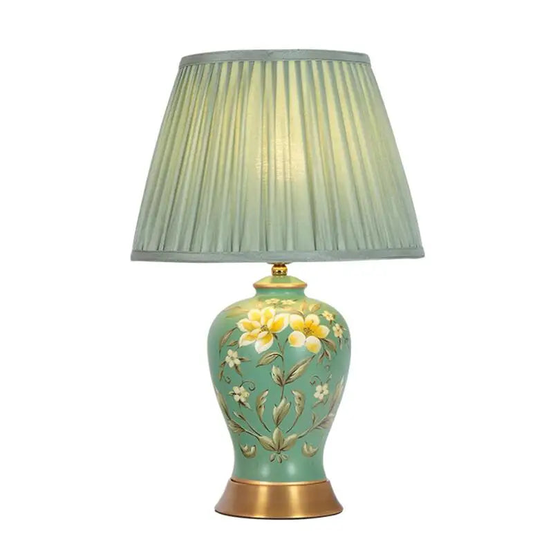 Axyaa Ceramic Table Lamp Blue White Porcelain Retro Lighting