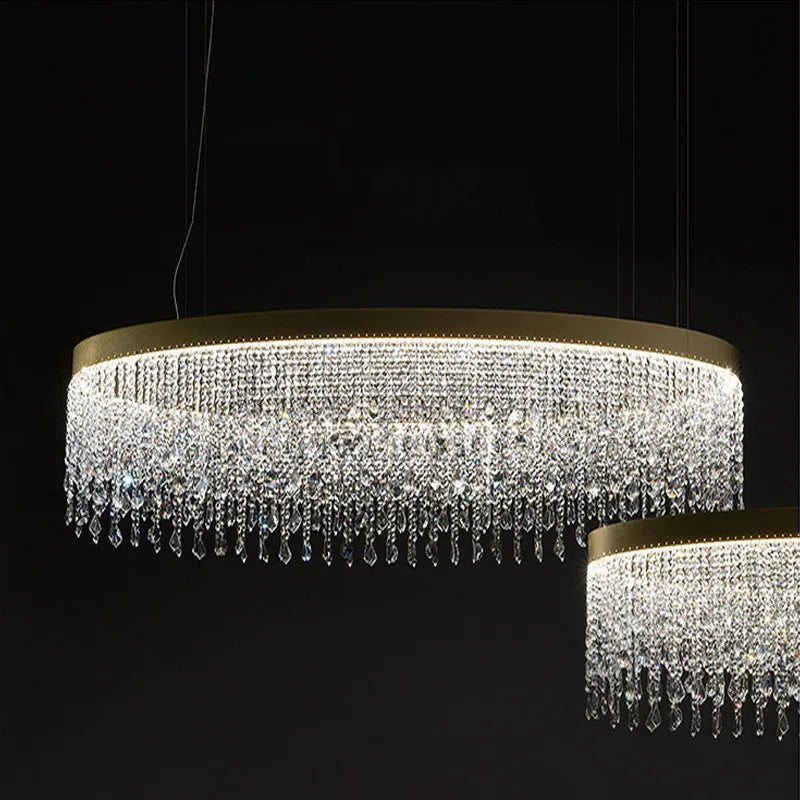 Axyaa Steel Led Crystal Pendant Light: Luxurious Dimmable Hanging Lamp