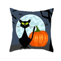 Axyaa Black Cat Pumpkin Cushion Cover 45x45 cm - Home Decor Funny Printed Pillow Case