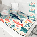 Axyaa Marine Whales Desk Drain Pad, Heat Resistant Non-slip Kitchen Drying Mat