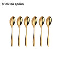 Axyaa Gold Stainless Steel Cutlery Set - 24Pcs Smooth Handle Flatware