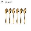Axyaa Gold Stainless Steel Cutlery Set - 24Pcs Smooth Handle Flatware